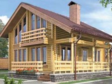 Дом из рубленого бревна на 100 кв. м в стиле кантри.