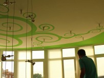 АРТ - объект, Трафаретная роспись , роспись интерьера. рисунок на потолке